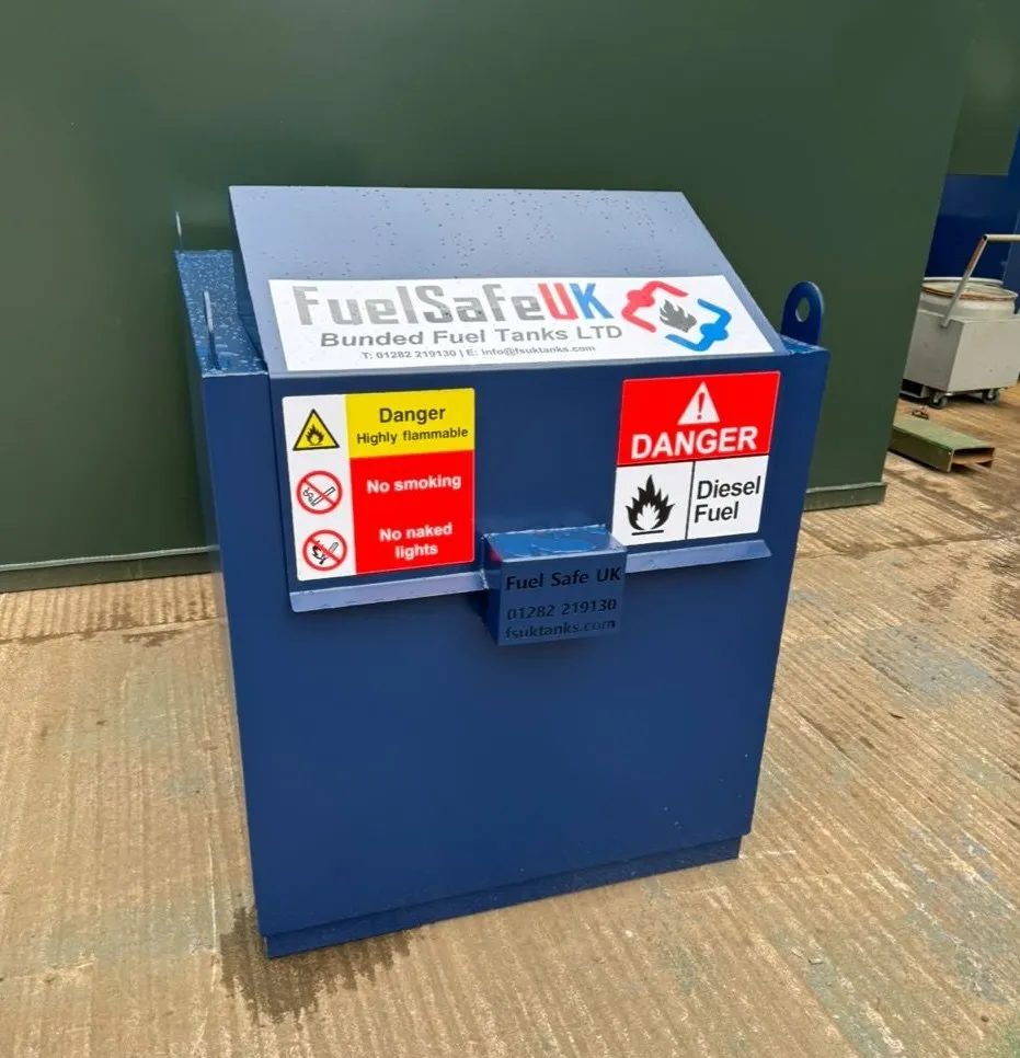 Blue steel bunded oil tank
