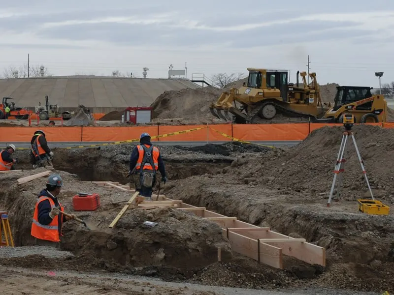 Construction site where bunded fuel tanks keep fuel safe