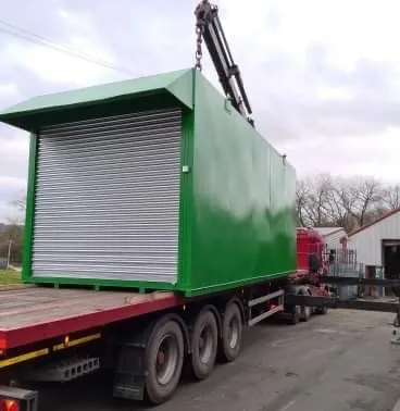 Green bunded fuel tank on a lorry ready for delivery on request