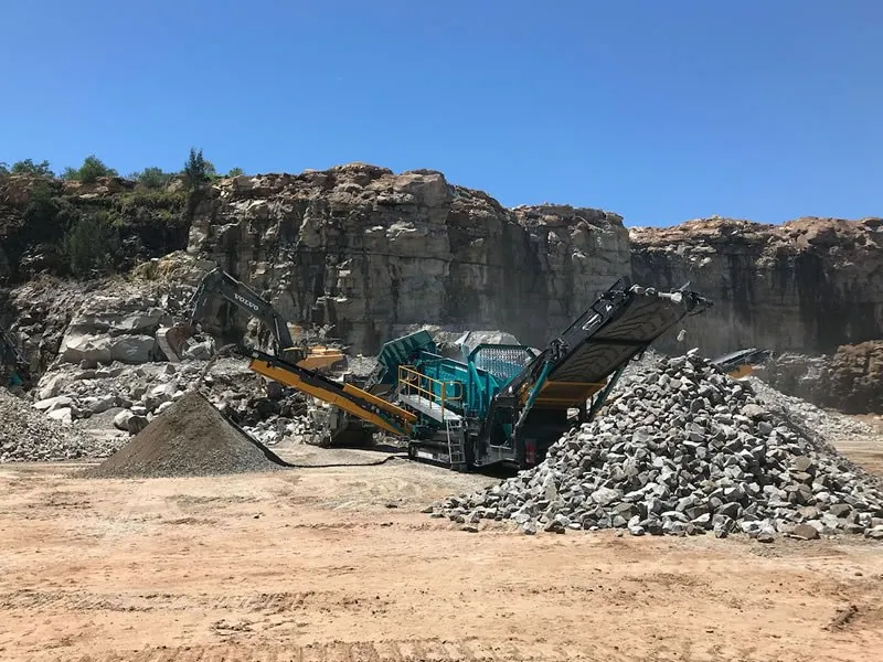 Quarry crusher working at a mining site