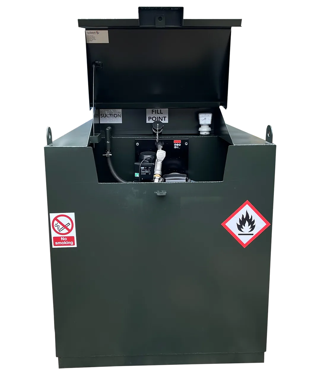Small custom bunded fuel tank standard specification with lockable cabinet